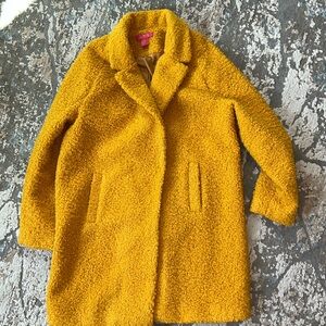 Catherine Malandrino Teddy Bear Coat Mustard Yellow L
